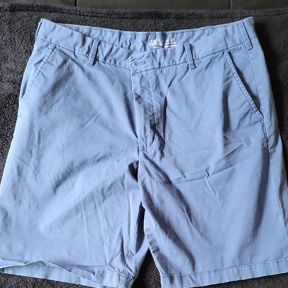 Izod Blue Flat Front Casual Shorts